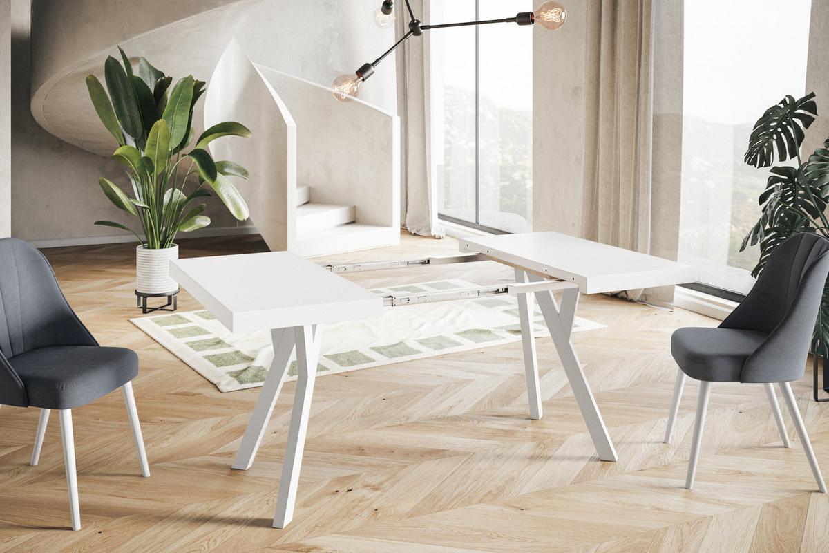QUADRATISCHER Esstisch ausziehbar – Moderner Wohnzimmertisch und Küchentisch – Tisch mit Holzbeinen, Durchmesser 120 - 220 cm - Farbe Weiß - Weiß, Holzwerkstoff (120/120/77cm) - Alpi-Möbel