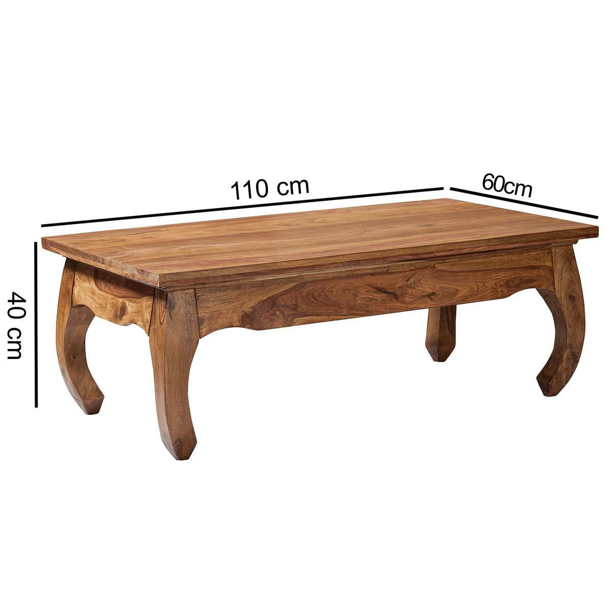 COUCHTISCH aus Massivholz im Landhausstil, natürliches Design, Dunkelbraun 110x60x40 cm - Dunkelbraun/Braun, Holz (60/110/40cm) - KADIMA DESIGN