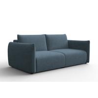 SOFA TAUER 3-Sitzer, Bouclé-Stoff blau - Blau/Schwarz, Holz/Textil (206/84/112cm) - Courtois Laville