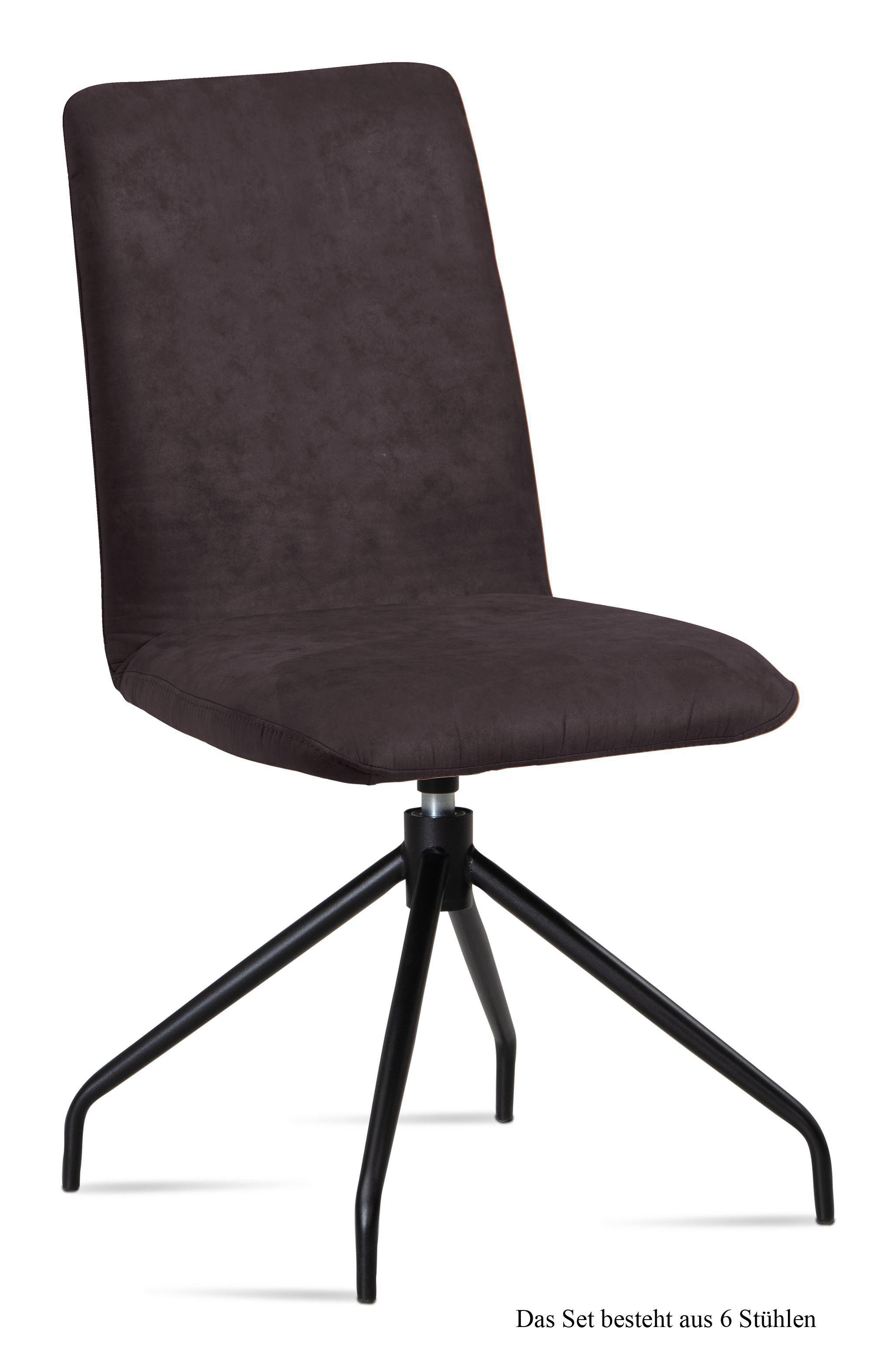 ESSZIMMERSTUHL drehbar (6er-Set) Divona 47x92x60 Schwarz/Espresso - Dunkelbraun/Schwarz, Kunststoff (60/92/47cm) - 58aufmkessel