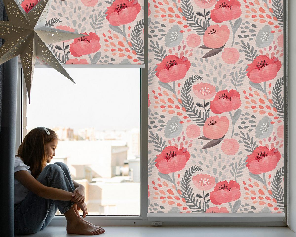 INNENROLLO - Fensterrollo - Rollo - 150x180 cm - Mohn - Rot, Kunststoff (150/180/0.5cm) - TULUP