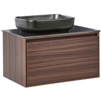 WASCHBECKENUNTERSCHRANK wandmontiertk mit Waschbecken Dunkelbraun Arica - Dunkelbraun, Holzwerkstoff (80/58/50cm) - Beliani