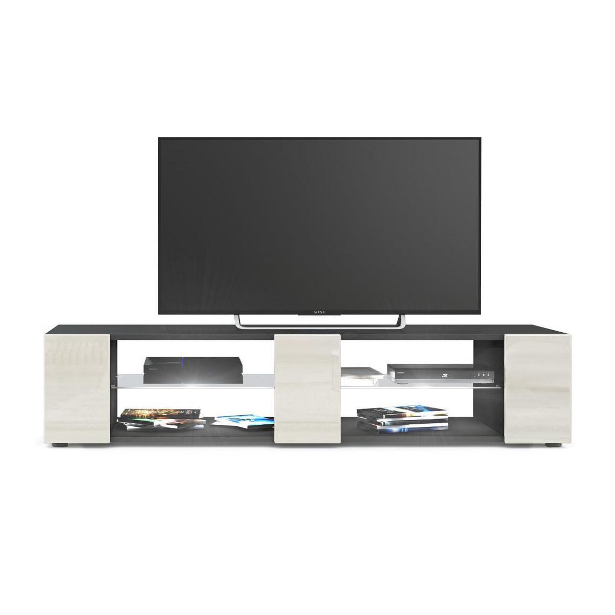 LOWBOARD Movie Fronten in Creme Hochglanz - Creme, Holzwerkstoff (135/30/39cm) - Vladon