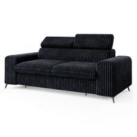 BETTSOFA BENETE Schwarz Cordstoff mit Schlaffunktion - Schwarz, Holz/Textil (191/89/92cm) - MASSENO