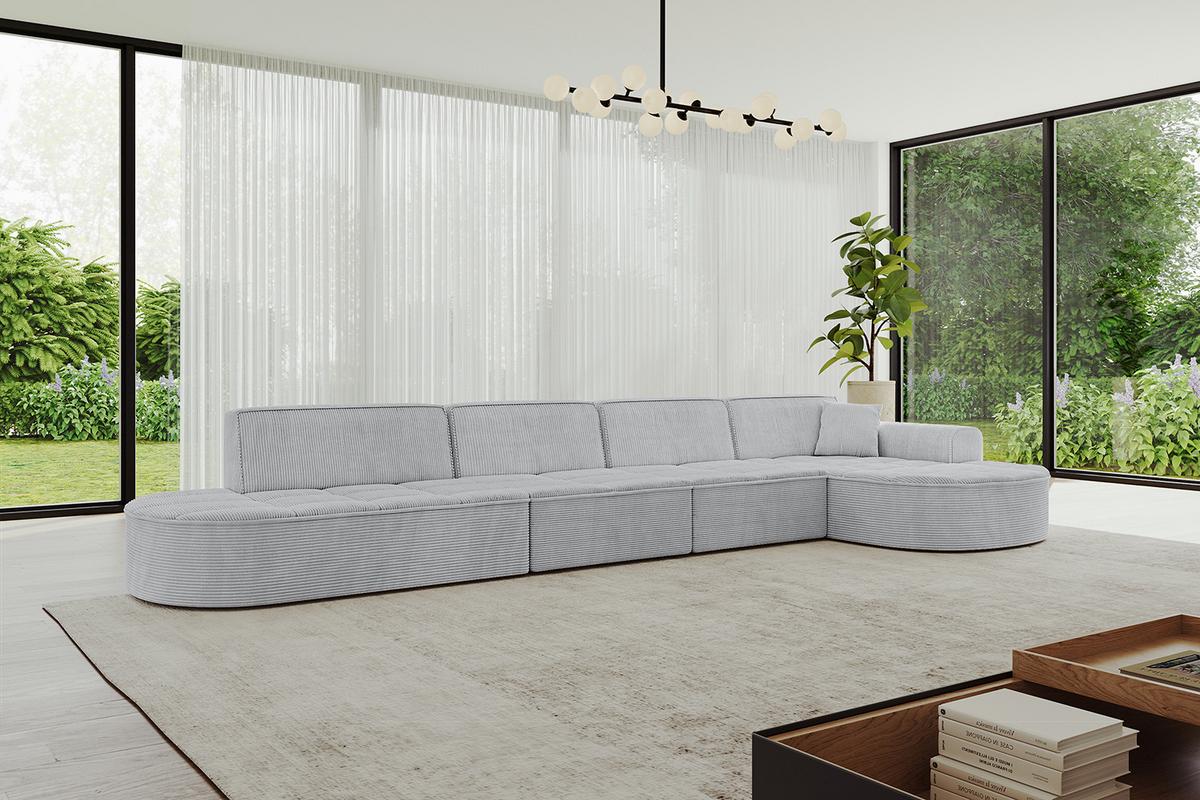 ECKSOFA Ottomane Rechts TARO-L3 - 413x171x79,5 cm Grau - Grau, Holzwerkstoff/Textil (413/171cm) - ALTDECOR