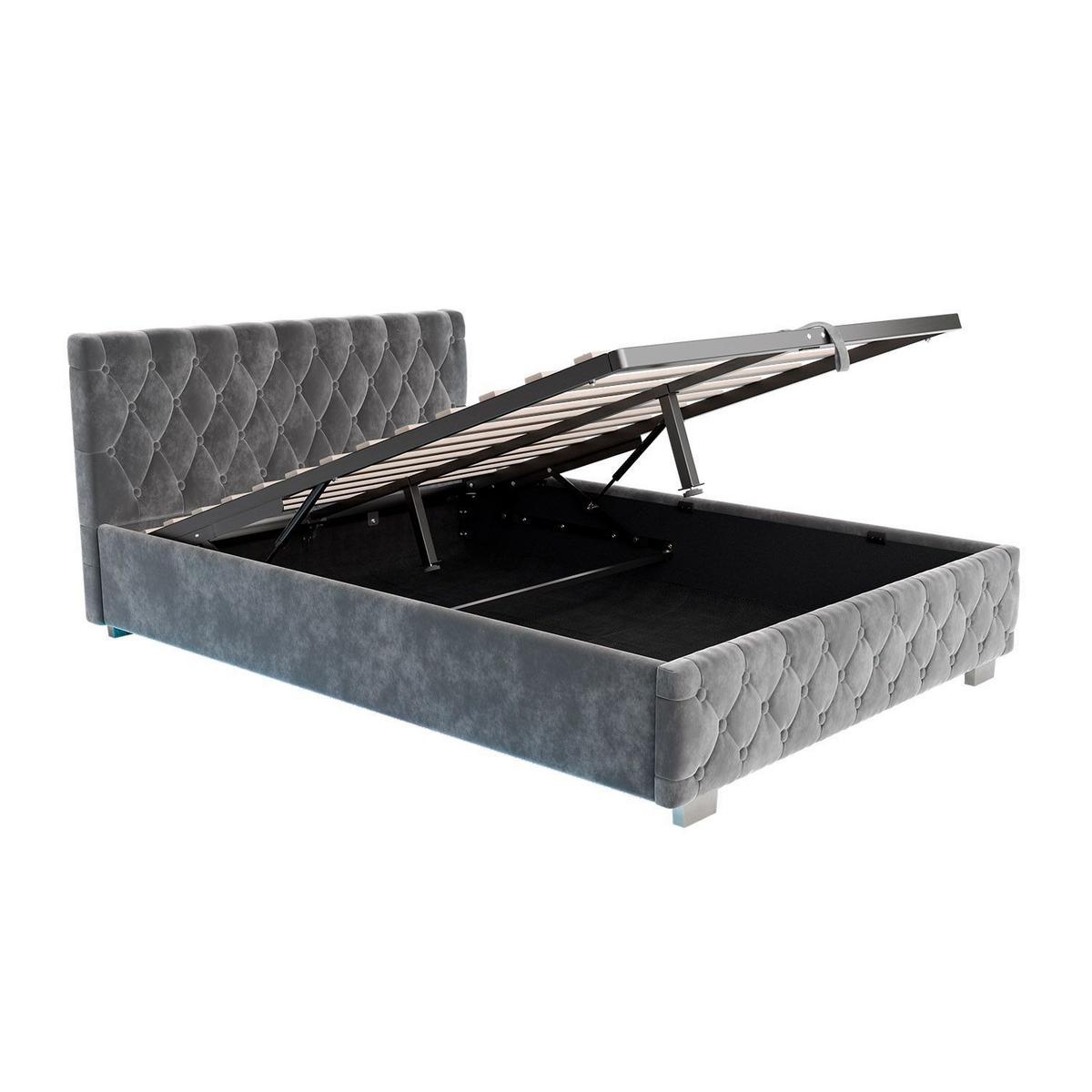 POLSTERBETT Nizza Dunkelgrau 140x200 cm mit Matratze - Dunkelgrau, Holz (140/200cm) - Juskys