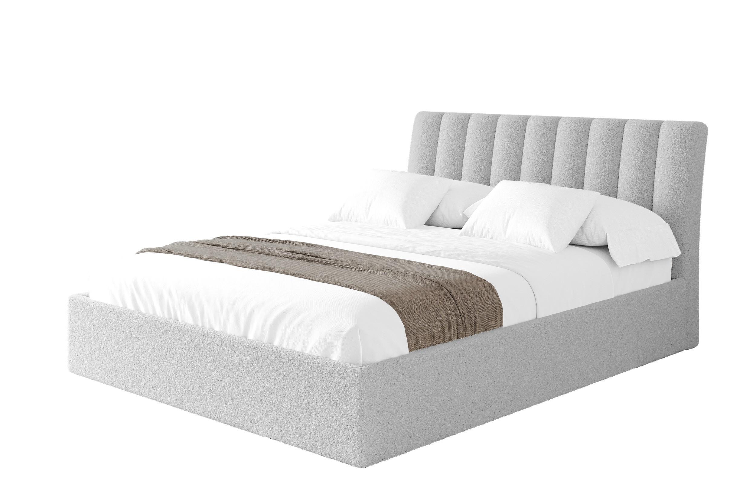 POLSTERBETT mit Bettkasten und Lattenrost, Boxbett ohne Matratze - ILAN 140x200 Hellgrau - Silberfarben, Holzwerkstoff/Textil (140/200cm) - ALTDECOR