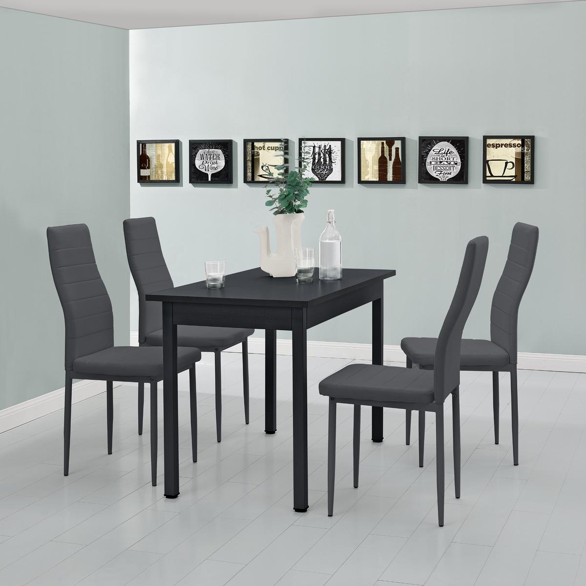 TISCHGRUPPE Jørpeland - Dunkelgrau, Holzwerkstoff/Textil (120/75/60cm) - [en.casa]