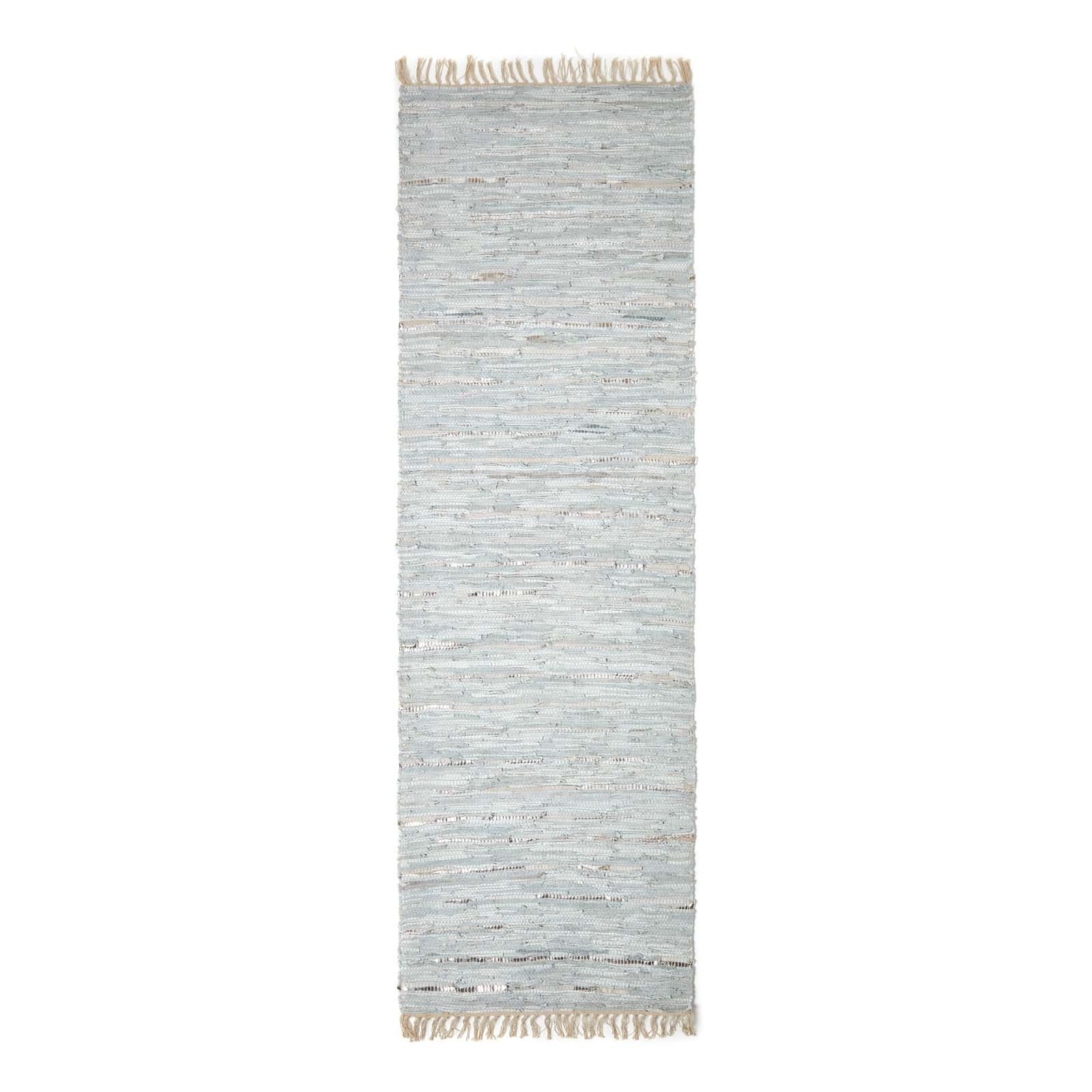 LEDERTEPPICH-LÄUFER Glitter geflochten 66/200 cm - Grau, Leder (66/200cm) - Homescapes