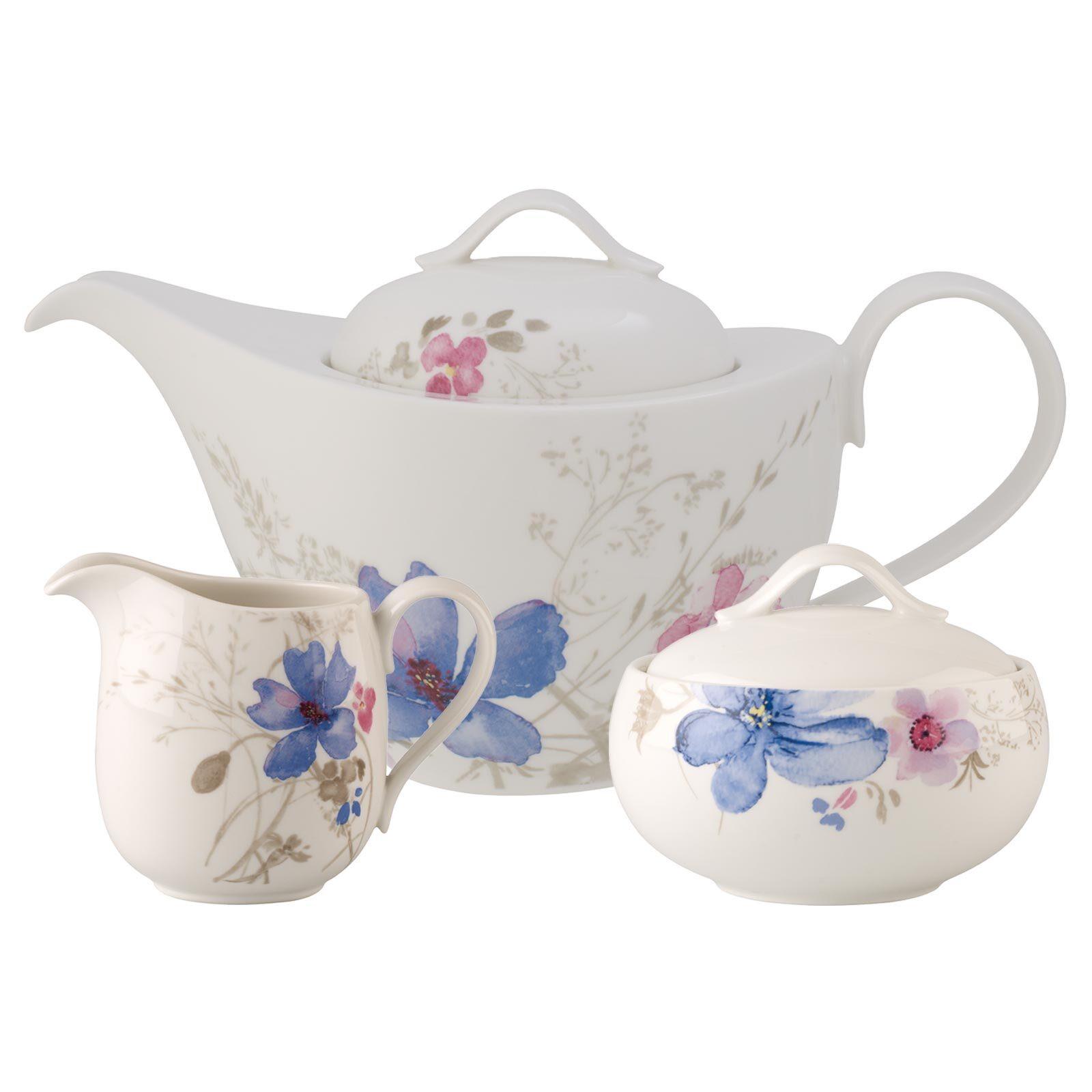 TEEZUBEHÖR-SET Mariefleur Gris Basic bunt 3-tlg. - Multicolor, Keramik (2/2/2cm) - Villeroy & Boch