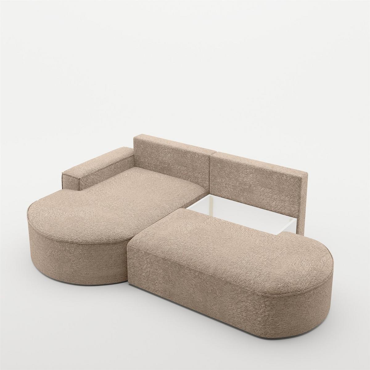 ECKSOFA Venedig Mit Schlaffunktion - Sandfarben, Holzwerkstoff/Textil (278/179cm) - Fun Möbel