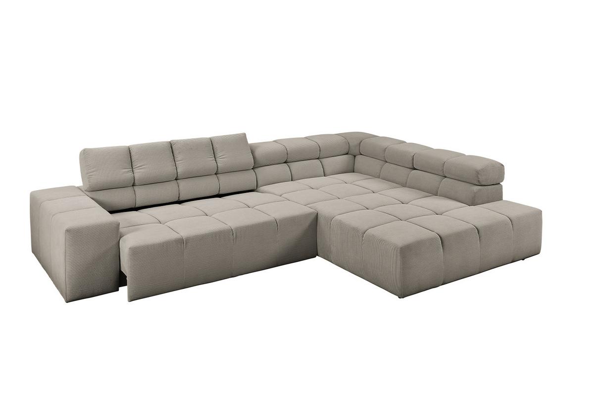 ECKSOFA MIT MOTORISCHEM SITZVORZUG NEVADA Grau Cord Relaxfunktion - Schwarz/Grau, Kunststoff/Textil (319/215cm) - KAWOLA