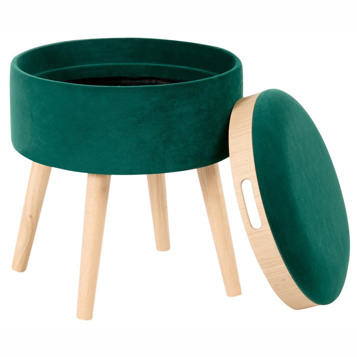 HOCKER Smaragdgrün Neely - Grün, Textil (39/43/39cm) - Beliani