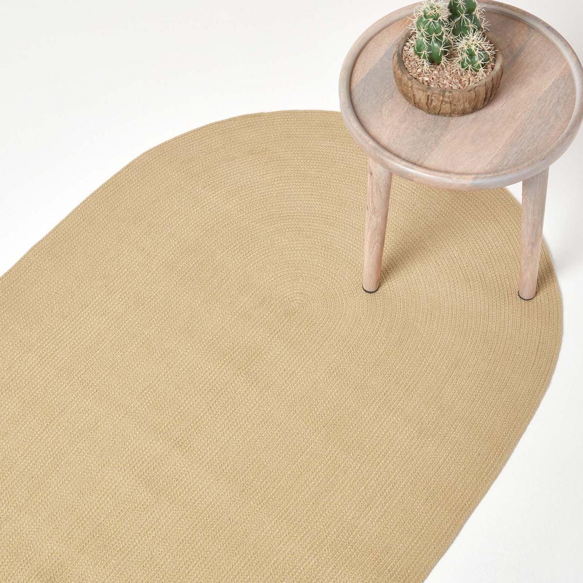 TEPPICH geflochten oval 110/170 cm - Beige, Textil (110/170cm) - Homescapes