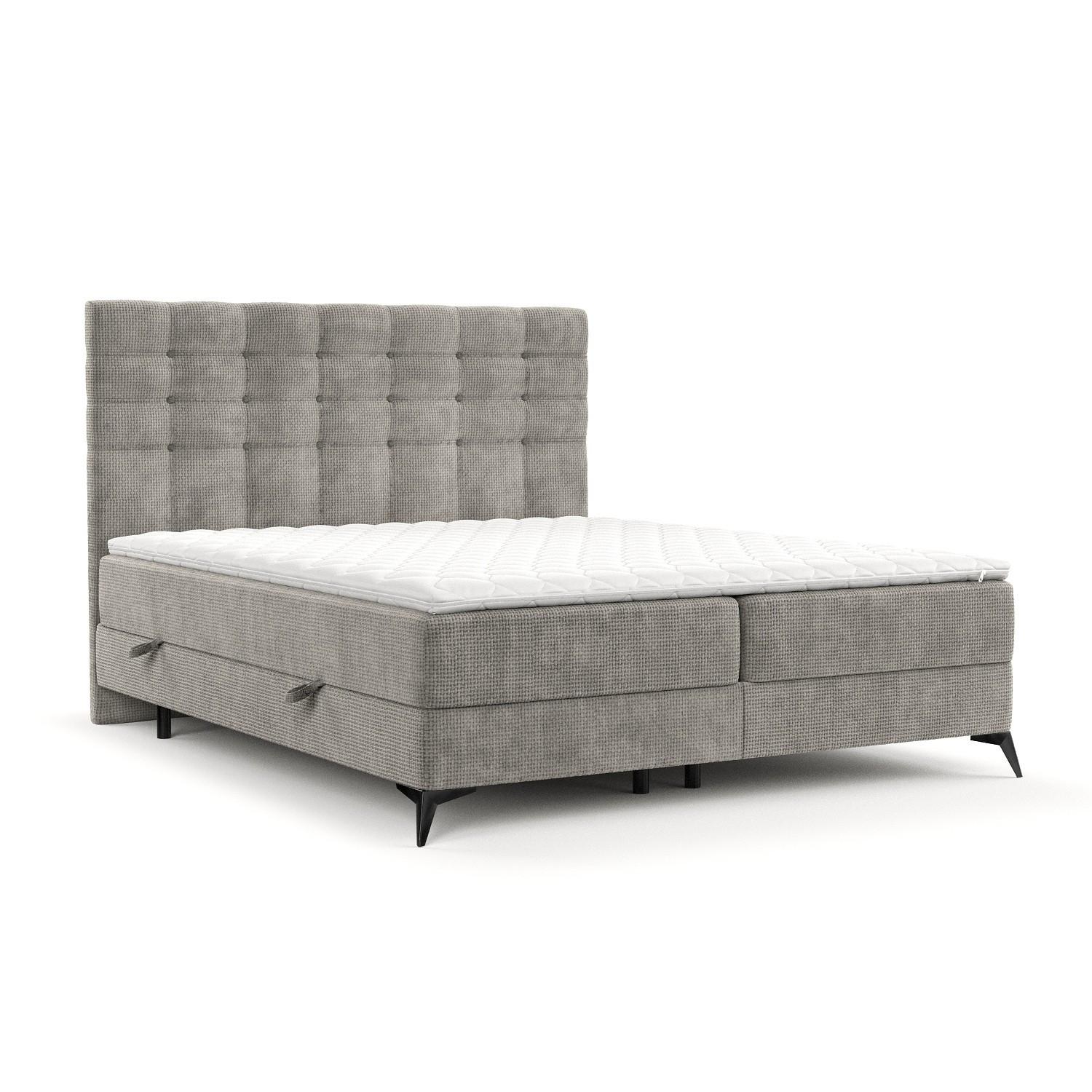 BOXBETT Niro 120/200 cm Hellbeige im Bonita Stoff - Beige/Schwarz, Holz/Holzwerkstoff (120/200cm) - AltaBeds