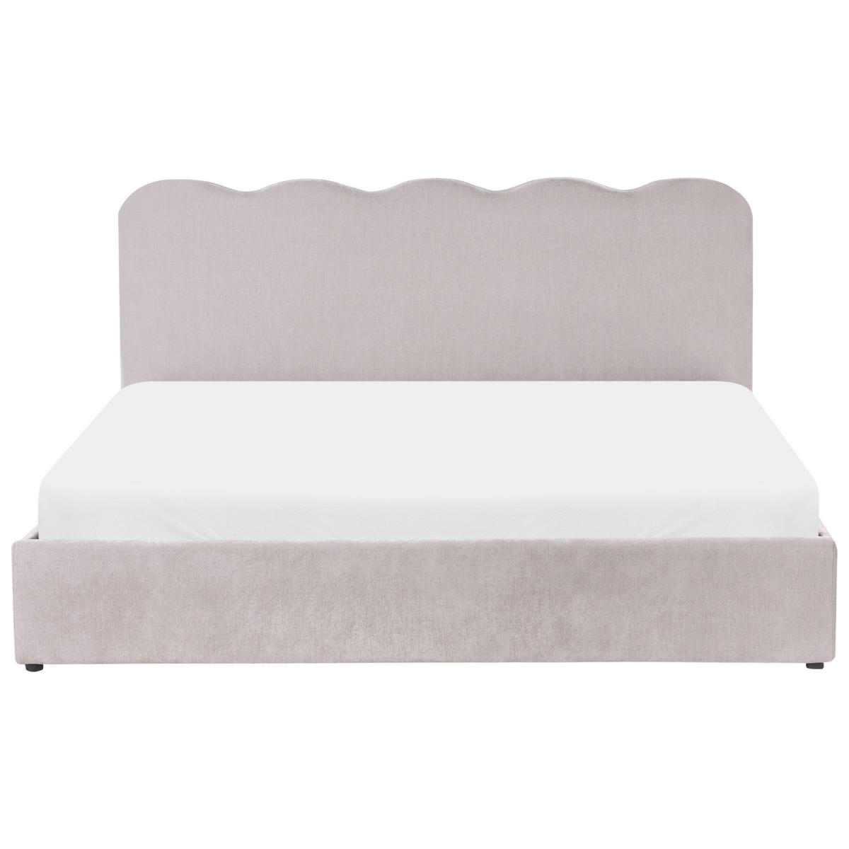 BETT mit Stauraum 180/200 cm Chenillegewebe Taupe Nanterre - Taupe, Textil (180/200cm) - Beliani