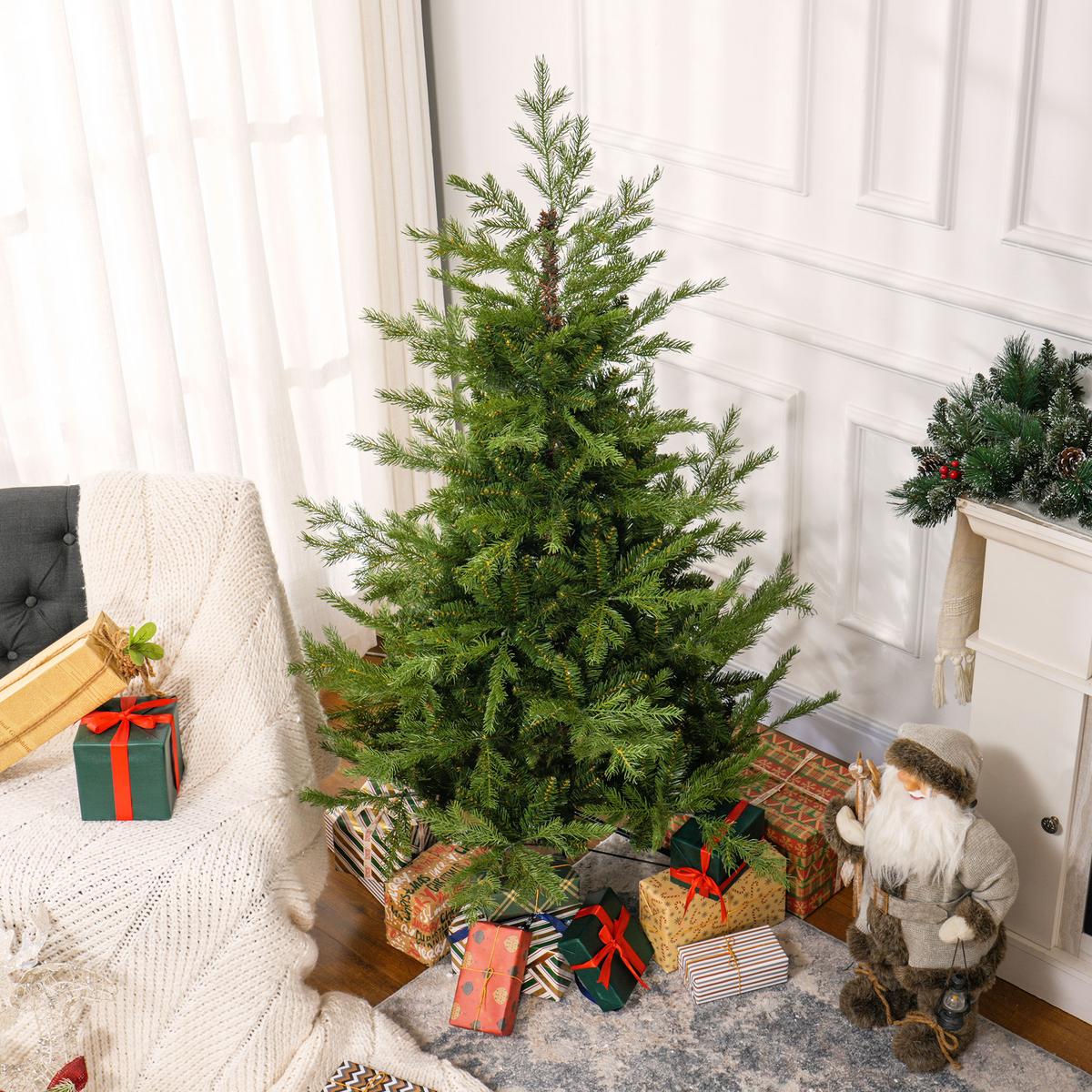 150 cm Weihnachtsbaum Künstlich Christbaum Dichte Zweige für Weihnachtsfest - Grün, Kunststoff/Metall (150cm) - HOMCOM