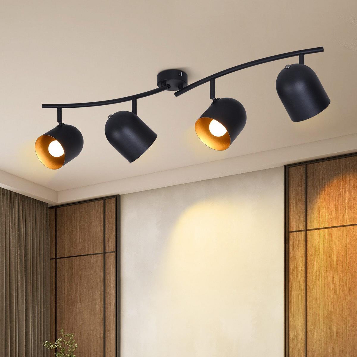 DECKENSTRAHLER Gera 4-flammig 79/12/21 cm - Schwarz, Metall (79/12/21cm) - Nettlife