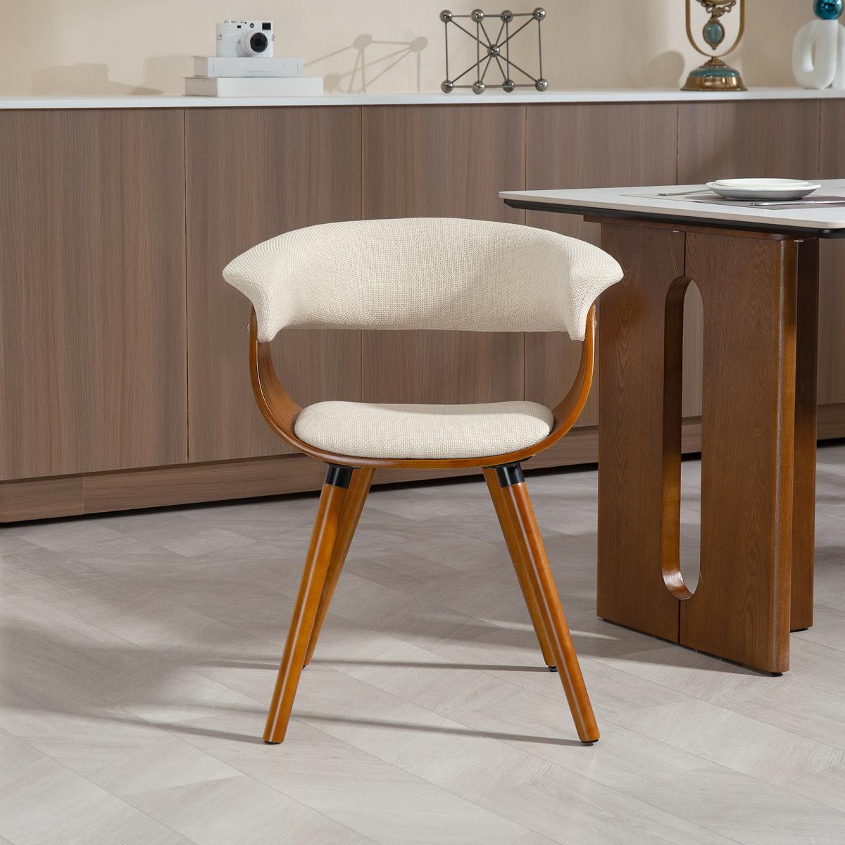ESSZIMMERSTUHL 2er Set Polyester Holz Beige - Beige/Braun, Holz/Buchenholz (55/75/62cm) - HOMCOM