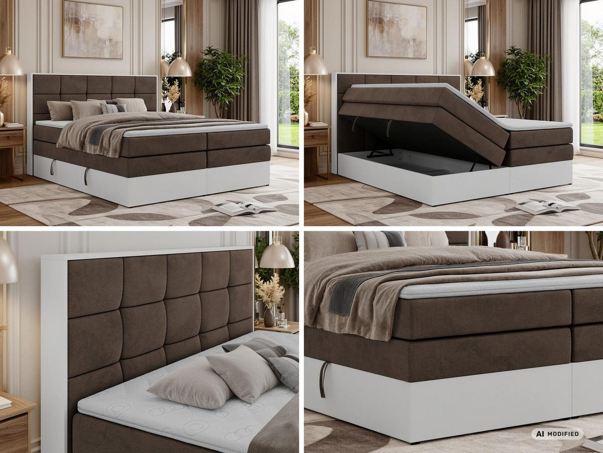 BOXSPRINGBETT ALVIT KING 140/200 - Braun Velvet - Topper T25 - H4 - Schwarz/Braun, Kunststoff/Textil (140/200cm) - MKS