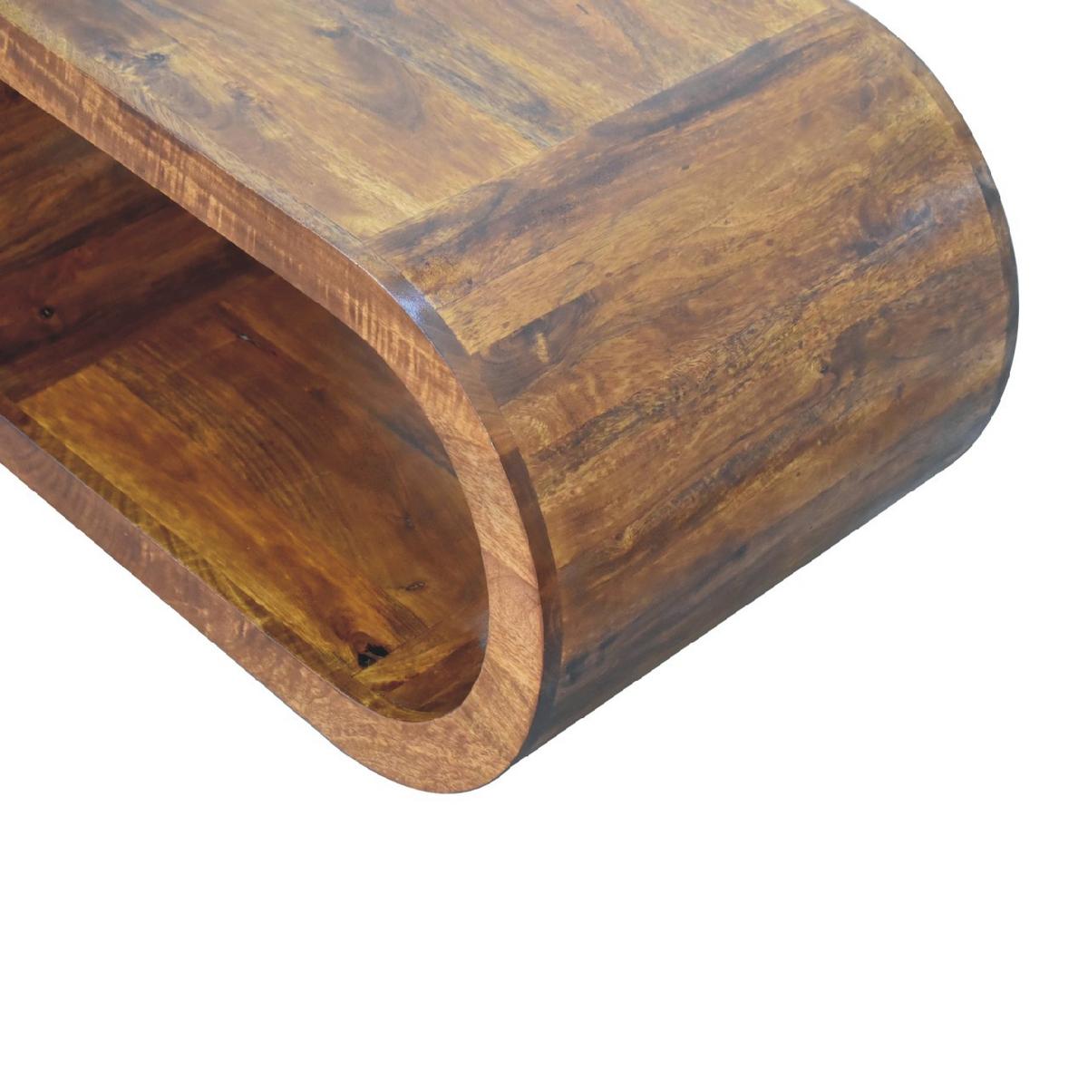 COUCHTISCH Massivholz Amaya, Offenes Fach, Dunkelbraun - Dunkelbraun/Messingfarben, Holz/Metall (50/80/40cm) - Artisan Furniture