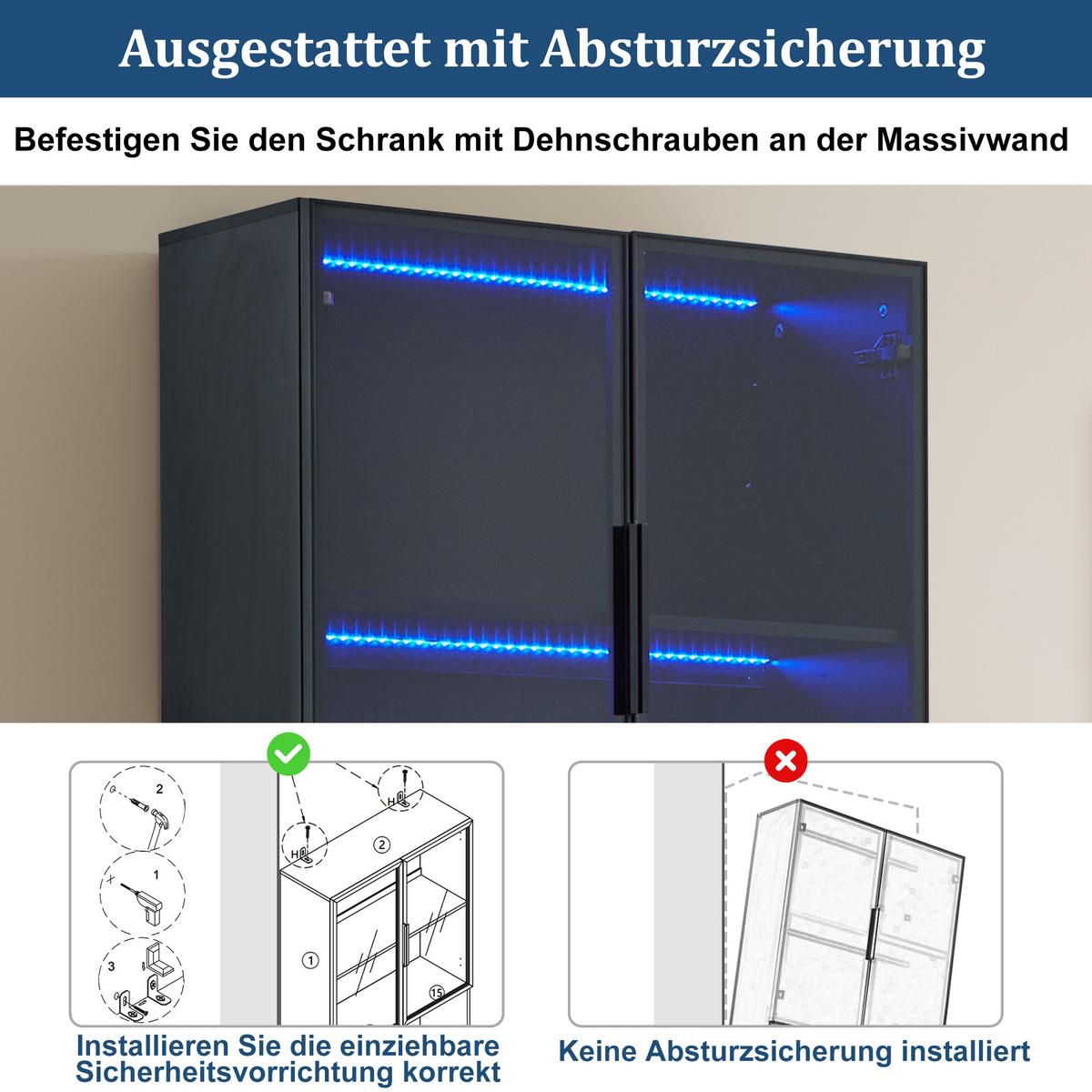 VITRINE weiß 80/30/200 cm - Weiß, Glas/Holzwerkstoff (80/200/30cm) - Urban Meuble