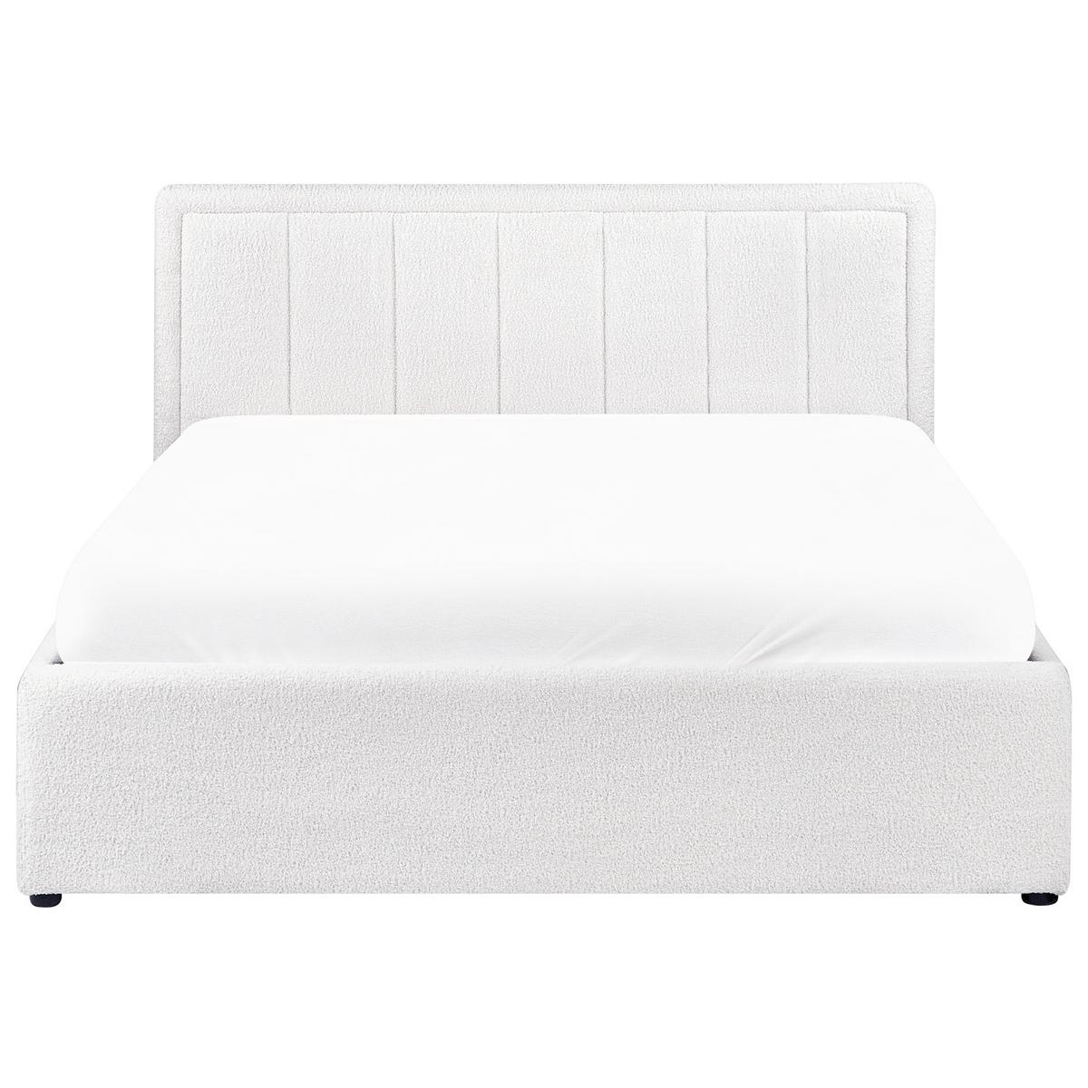 BETT mit Stauraum 140/200 cm Bouclé Weiß Montlaur - Weiß, Textil (140/200cm) - Beliani