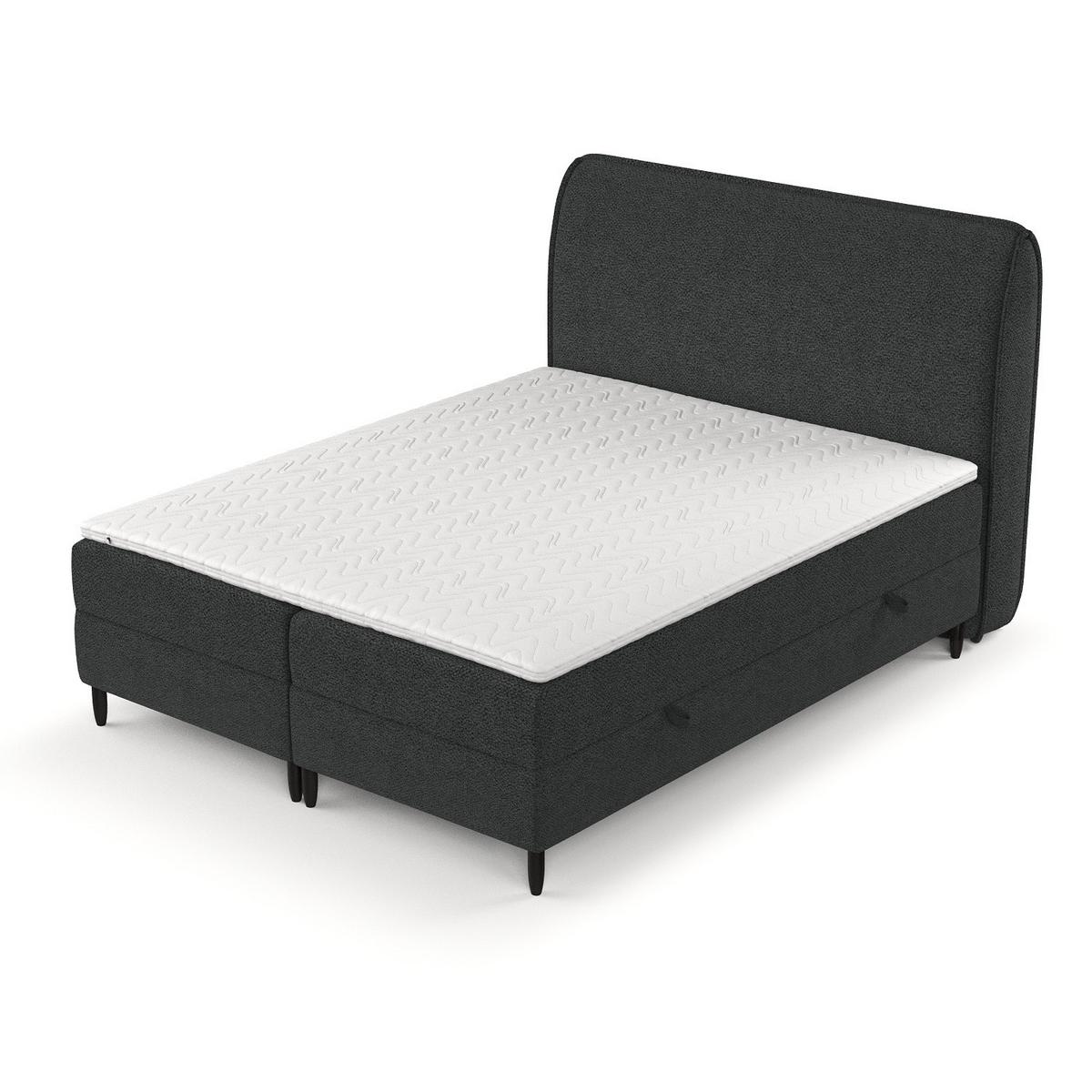 BOXBETT Lunaro 120/200 cm Anthrazit im Bubble Stoff - Anthrazit/Schwarz, Holz/Holzwerkstoff (120/200cm) - AltaBeds