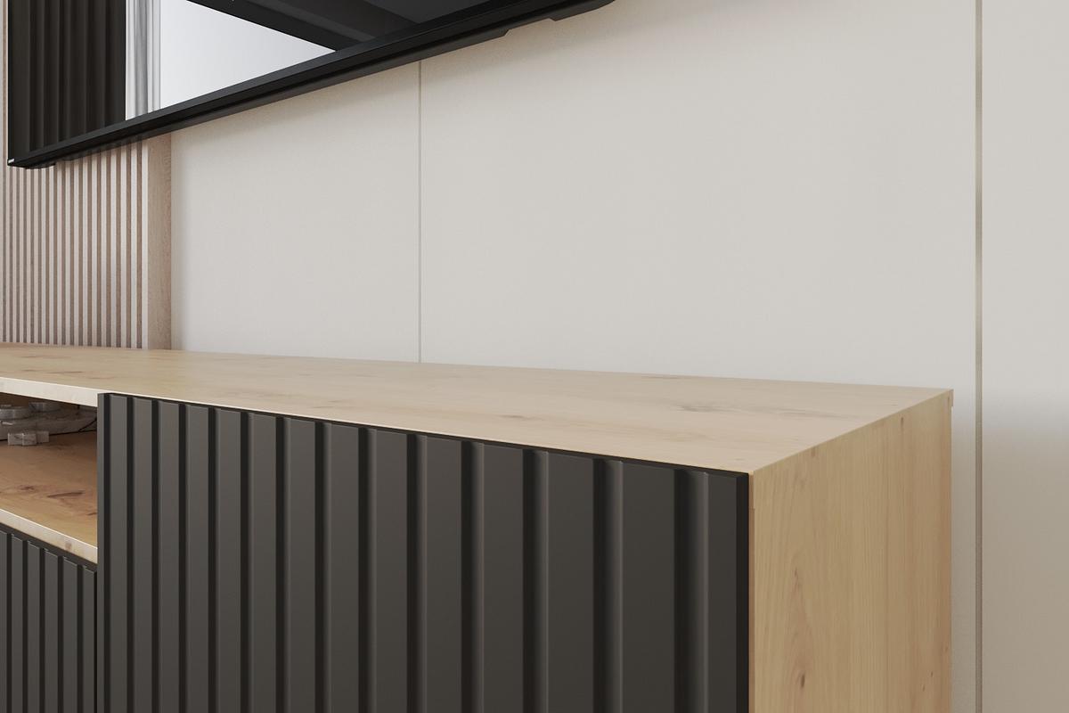 LOWBOARD KITO-S 200x53x41 cm - Artisan / Schwarz - Schwarz/Eiche Artisan, Holzwerkstoff (200/53/41cm) - ALTDECOR