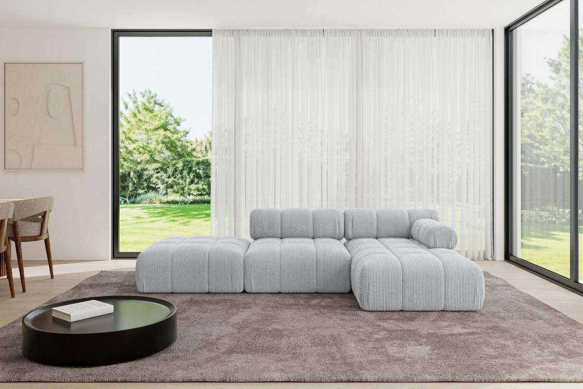 ECKSOFA modulares Sofa Lizur-L1 - 285x160x70 cm Grau Cord - Grau, Holzwerkstoff/Textil (285/160cm) - ALTDECOR