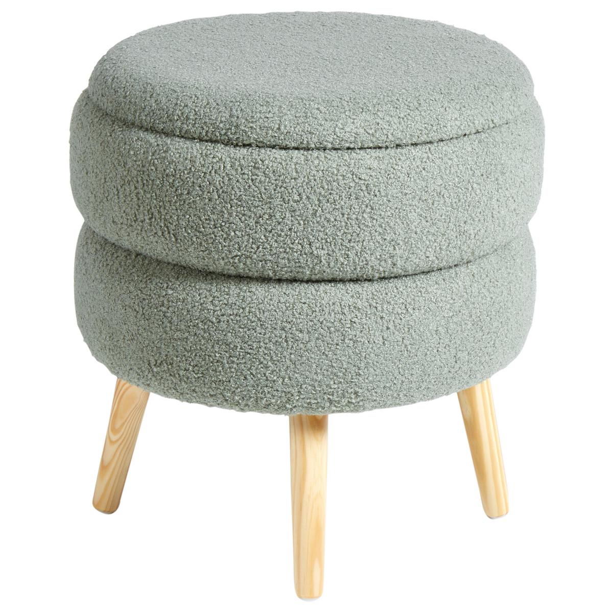 HOCKER Grün Okaton - Braun/Grün, Textil (44/48/44cm) - Beliani