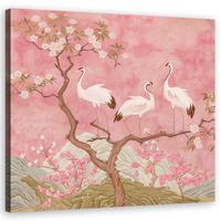 WANDBILD kraniche vögel landschaft - Pink, Textil (30/30cm) - Feeby