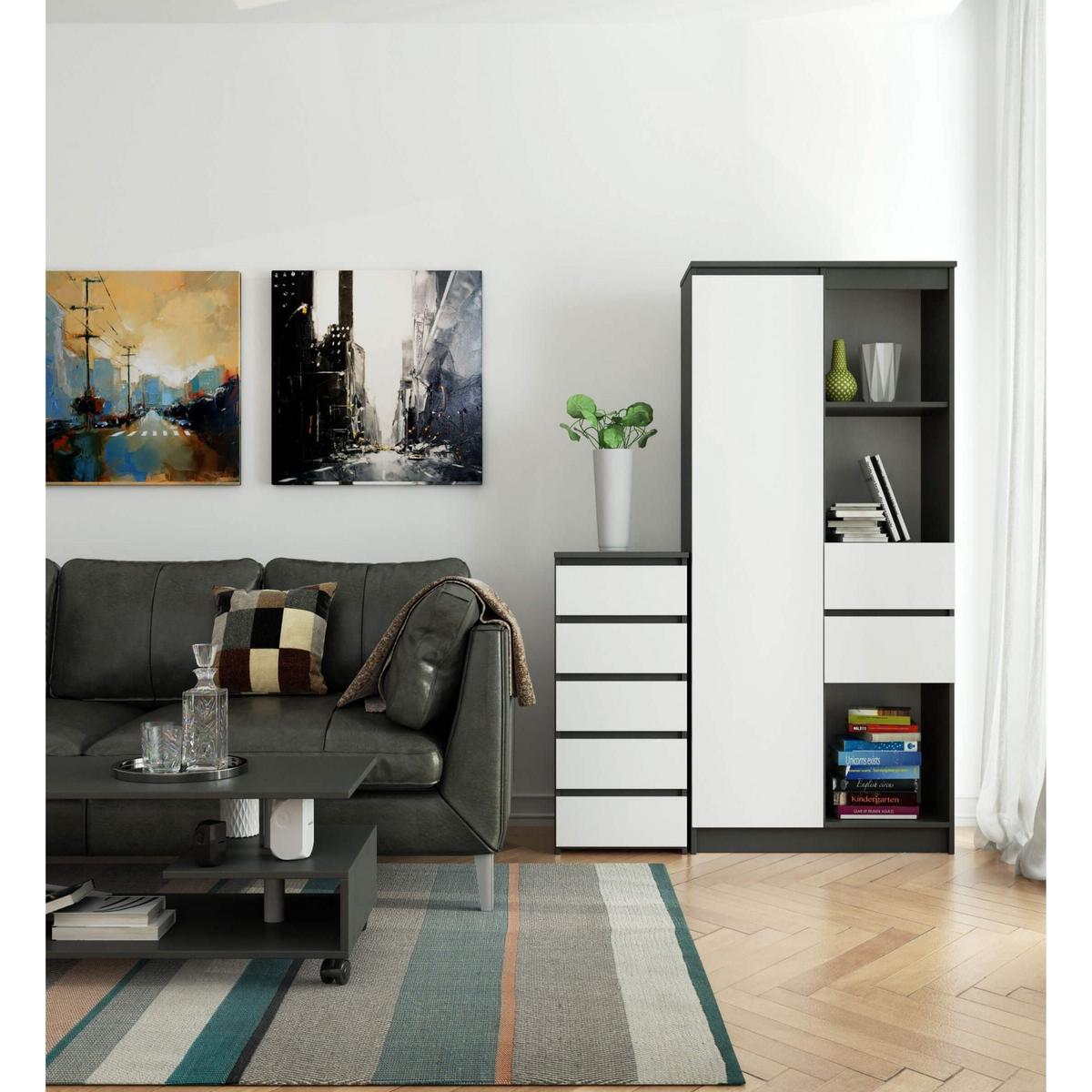 KOMMODE Graphit Grau, Weiß 92/40/35 - Weiß, Holzwerkstoff (40/92/35cm) - RAUMHIRSCH FURNITURE