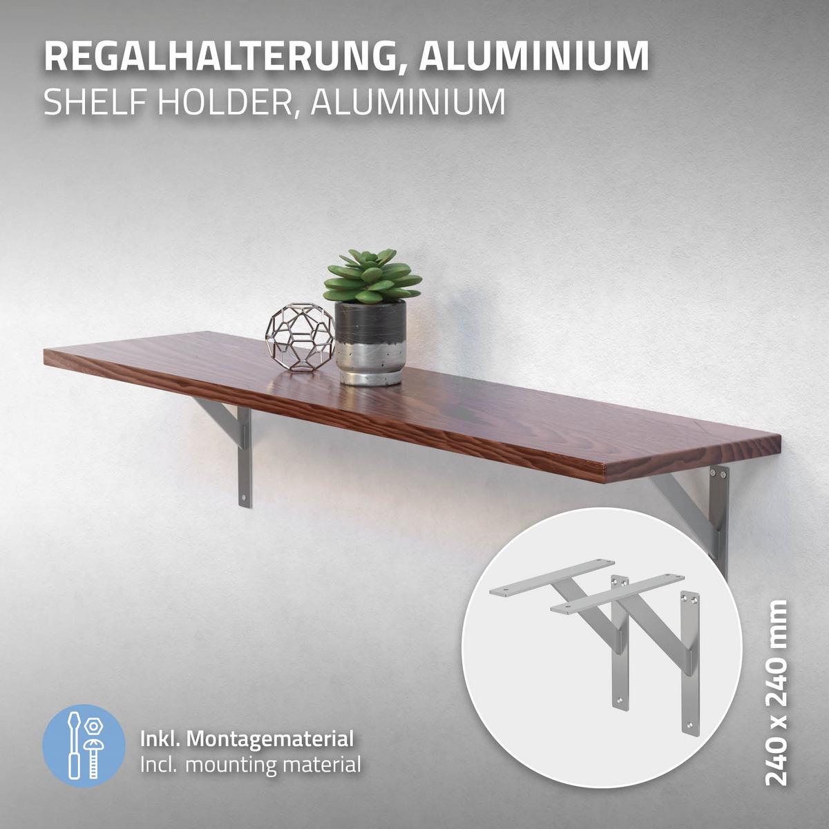 REGALHALTERUNGEN - Silberfarben, Metall (24/24/3cm) - ML-DESIGN
