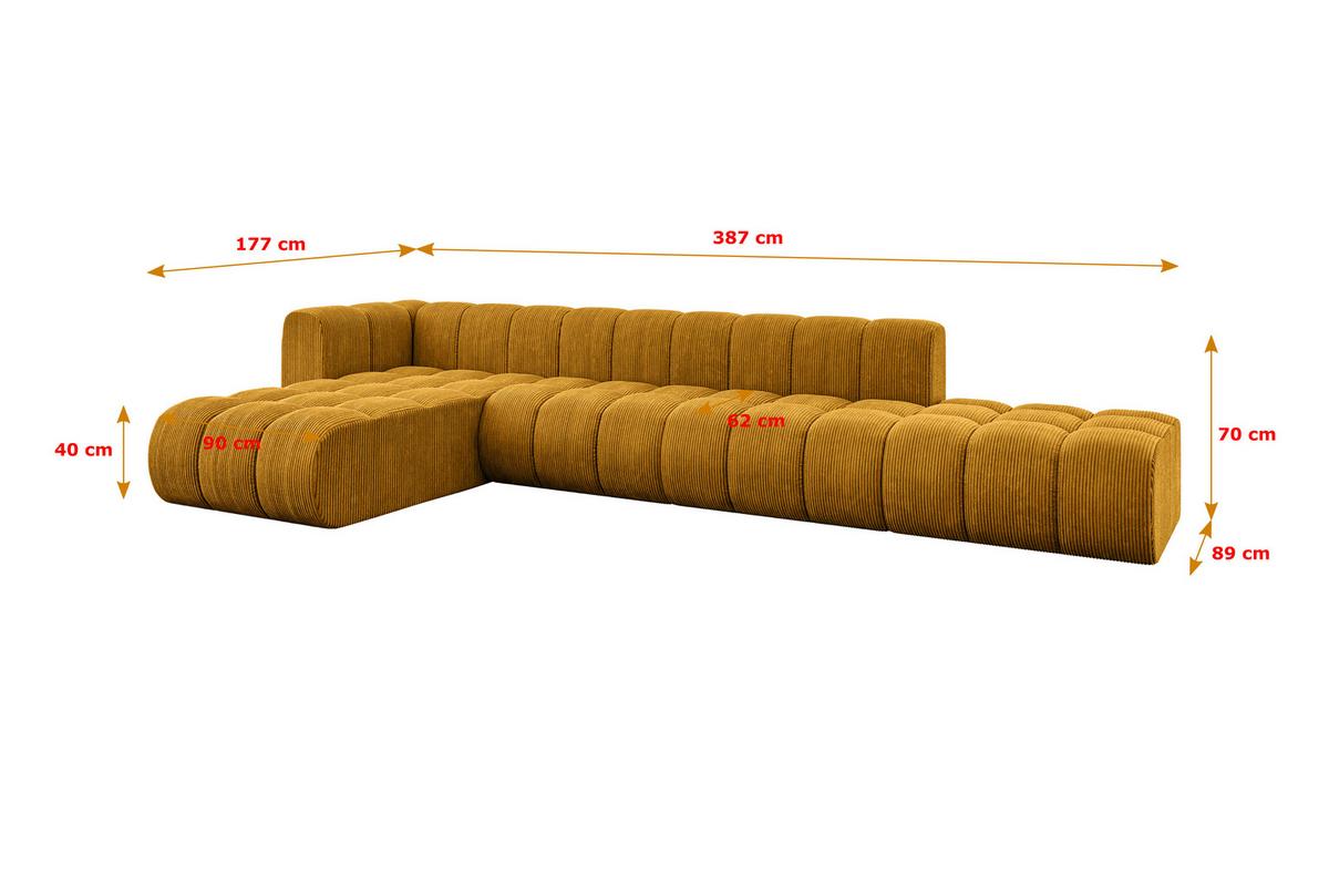 ECKSOFA modulares Sofa Zuvon-L2 - 387x177x70 cm Senfgelb - Currygelb, Holzwerkstoff/Textil (387/177cm) - ALTDECOR
