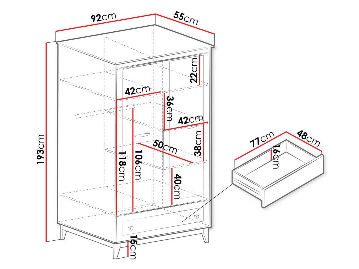 DREHTÜRENSCHRANK Windsor W-10 - Kaschmir/Eichefarben, Holz/Holzwerkstoff (92/193/55cm) - MIRJAN24