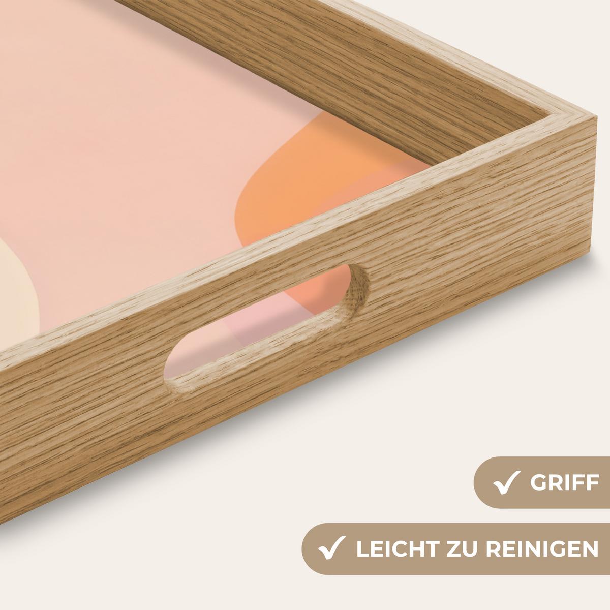 TABLETT Gewellte Formen - Abstrakt - Pastell 50x35 cm - Beige, Holz (50/5/5cm) - OnlyWow