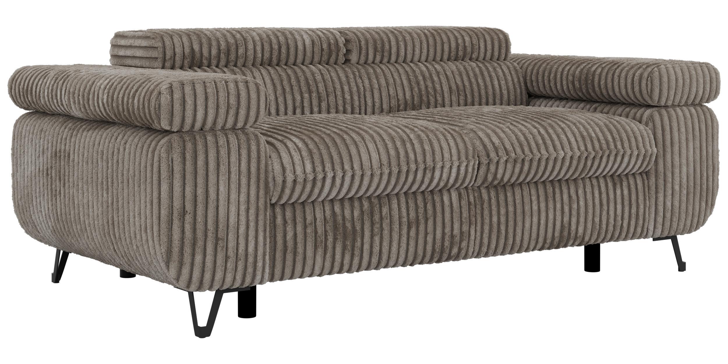 2-SITZER SOFA PETER - Hellbraun Cord - Hellbraun/Schwarz, Textil/Metall (200/76/99cm) - MKS