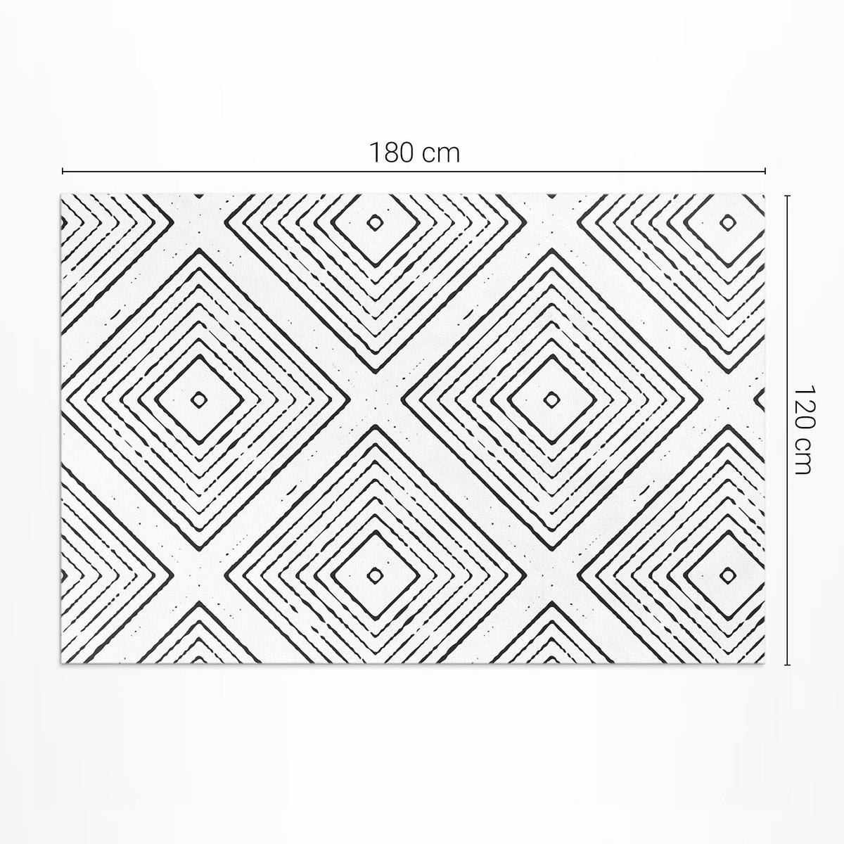 TEPPICH 120x180 cm Regelmäßige Quadrate Boho Muster - Schwarz/Weiß, Kunststoff (120/180cm) - Wallfluent
