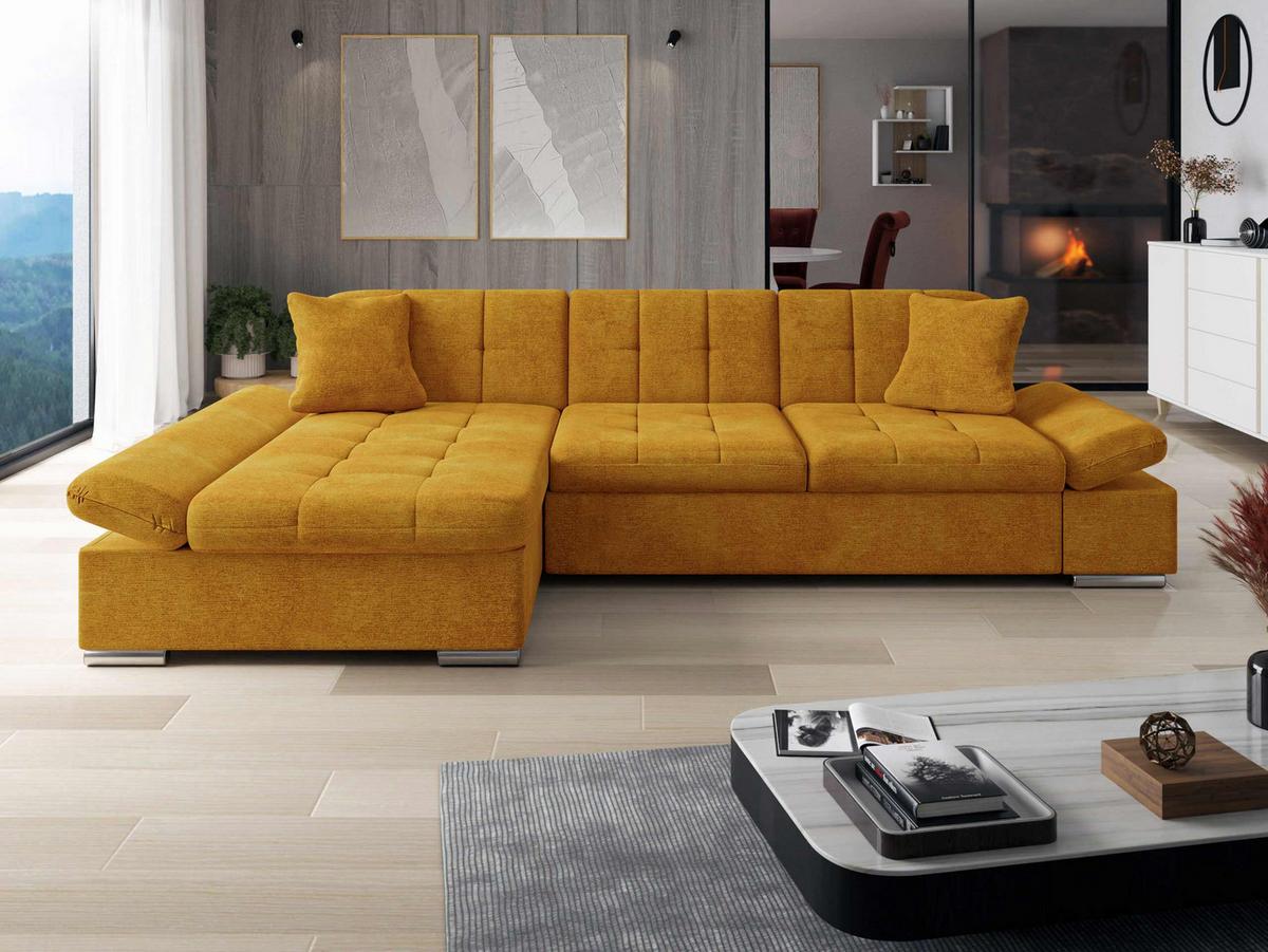 ECKSOFA Montana, Seite: Links - Currygelb, Holz/Textil (278/161cm) - MIRJAN24