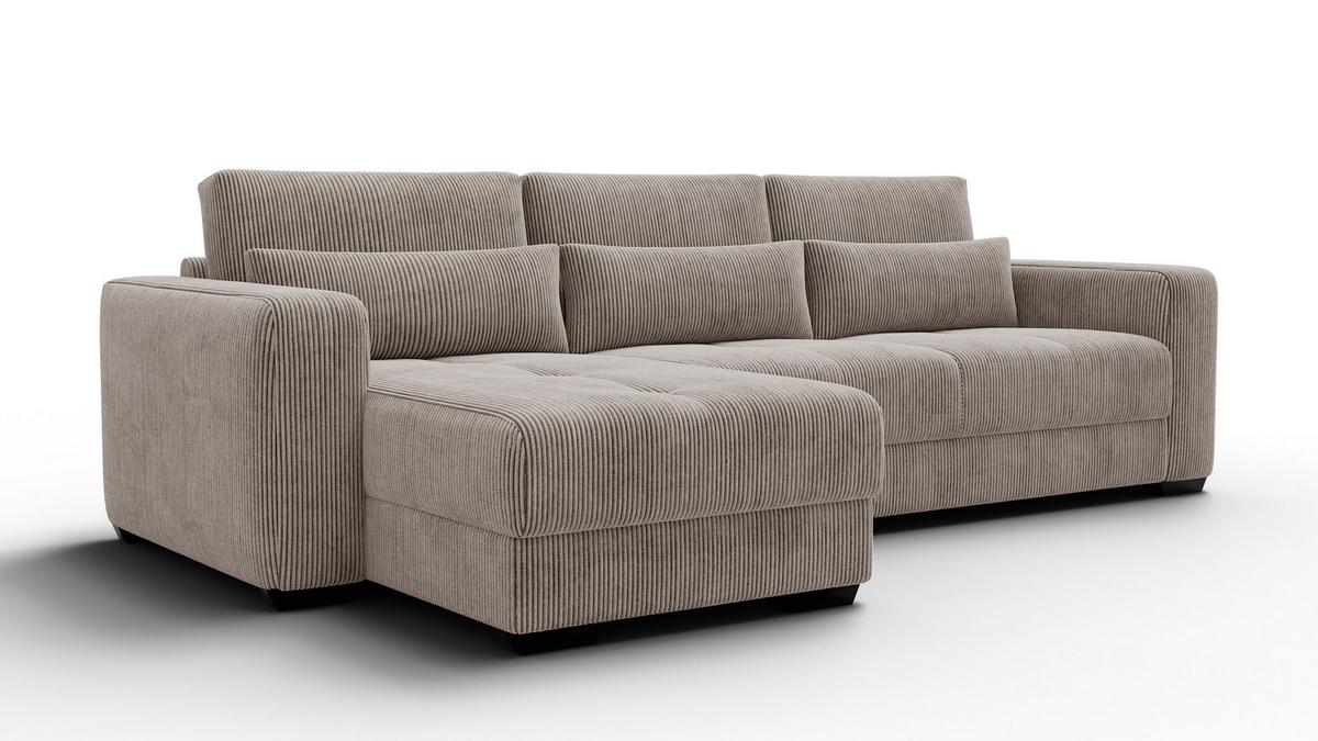 ECKSOFA OLI 4-Sitzer links, taupe - Taupe, Holz/Textil (295/172cm) - Wozimo