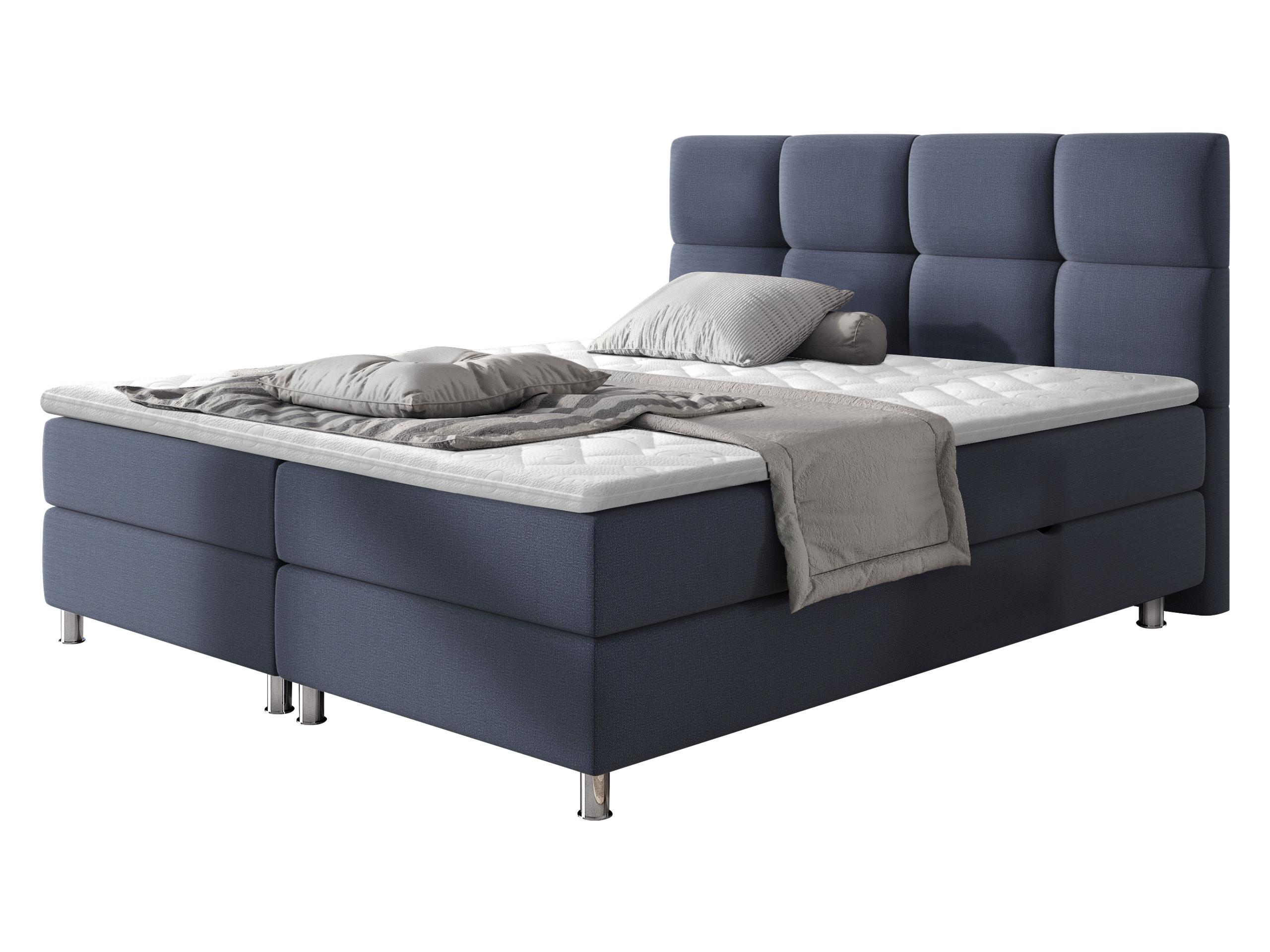 BOXBETT Dave - H3 - Blau/Chromfarben, Holz/Textil (160/200cm) - MIRJAN24