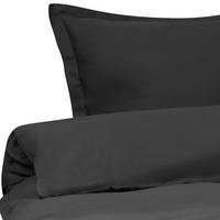 BETTWÄSCHE-SET 200/200 cm Baumwollsatin Schwarz Parkrose - Schwarz, Textil (200/200cm) - Beliani