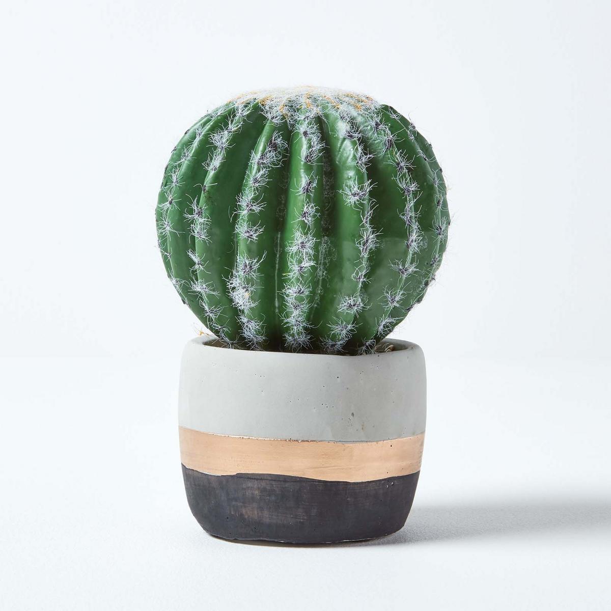 KUNSTPFLANZE Kugelkaktus im Deko-Topf, 19 cm - Grün, Kunststoff (19cm) - Homescapes