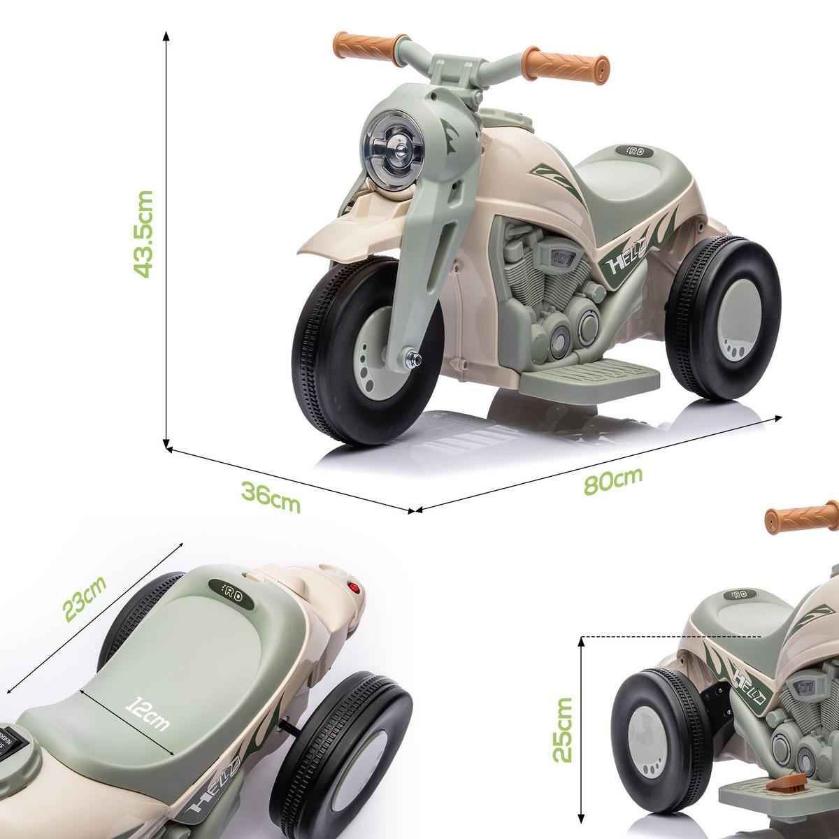 KINDER Elektro-Motorrad, 6V Kindermotorrad mit Musik, Blasen, Kinderfahrzeug - Creme, Kunststoff (80/36/43.5cm) - AIYAPLAY