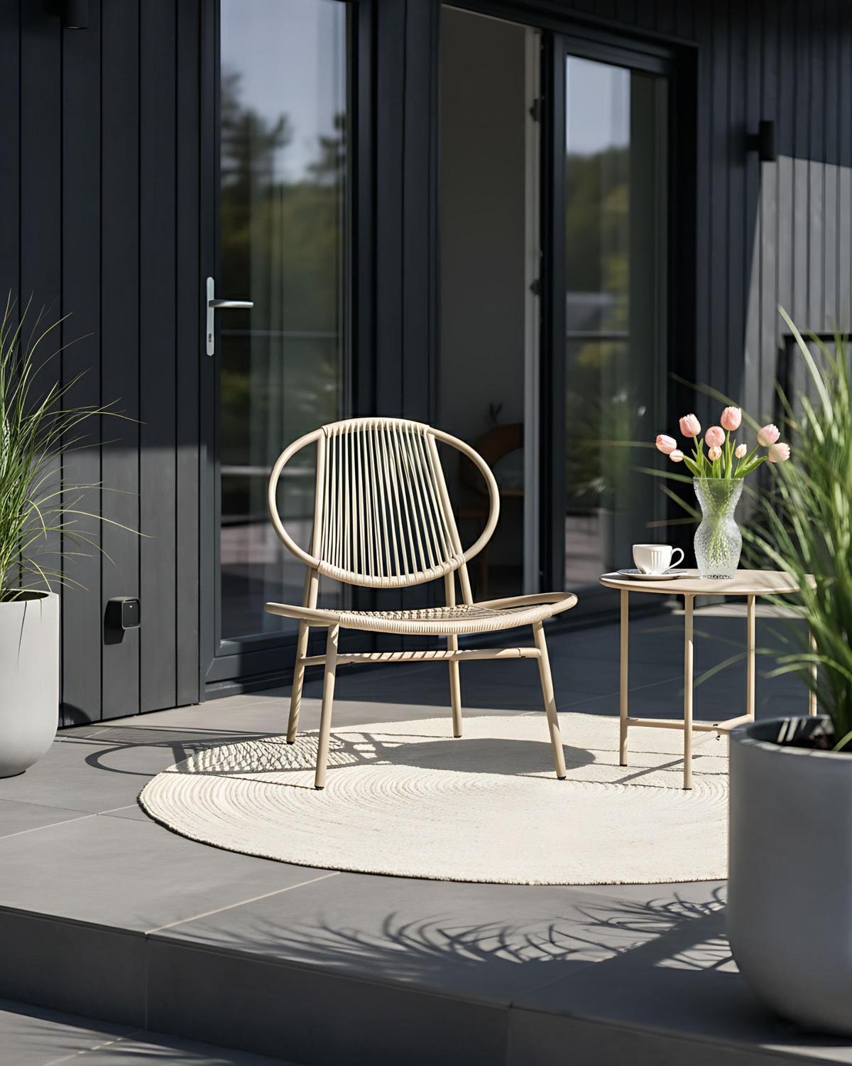 GARTENSTUHL Beige Ovaro - Beige, Kunststoff (74/78/68cm) - Beliani
