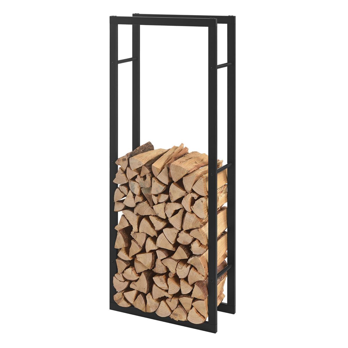 KAMINHOLZREGAL Täby - Schwarz, Metall (60/150/25cm) - [en.casa]