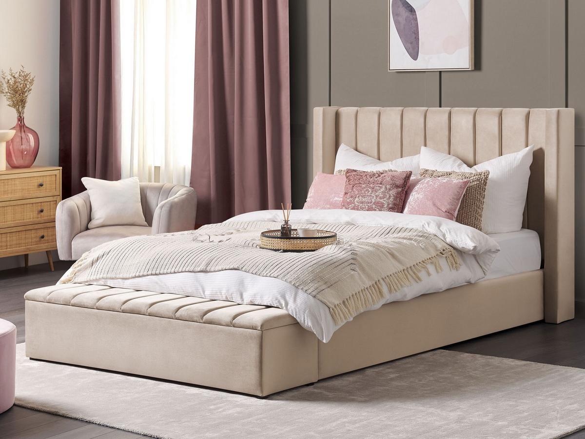 POLSTERBETT 180/200cm Beige Noyers - Beige, Textil (180/200cm) - Beliani