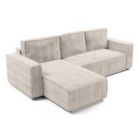 ECKSOFA L Form Aydin Creme 258/169/85 cm Cord Universal mit Schlaffunktion - Creme/Schwarz, Kunststoff/Textil (258/169cm) - AX Living