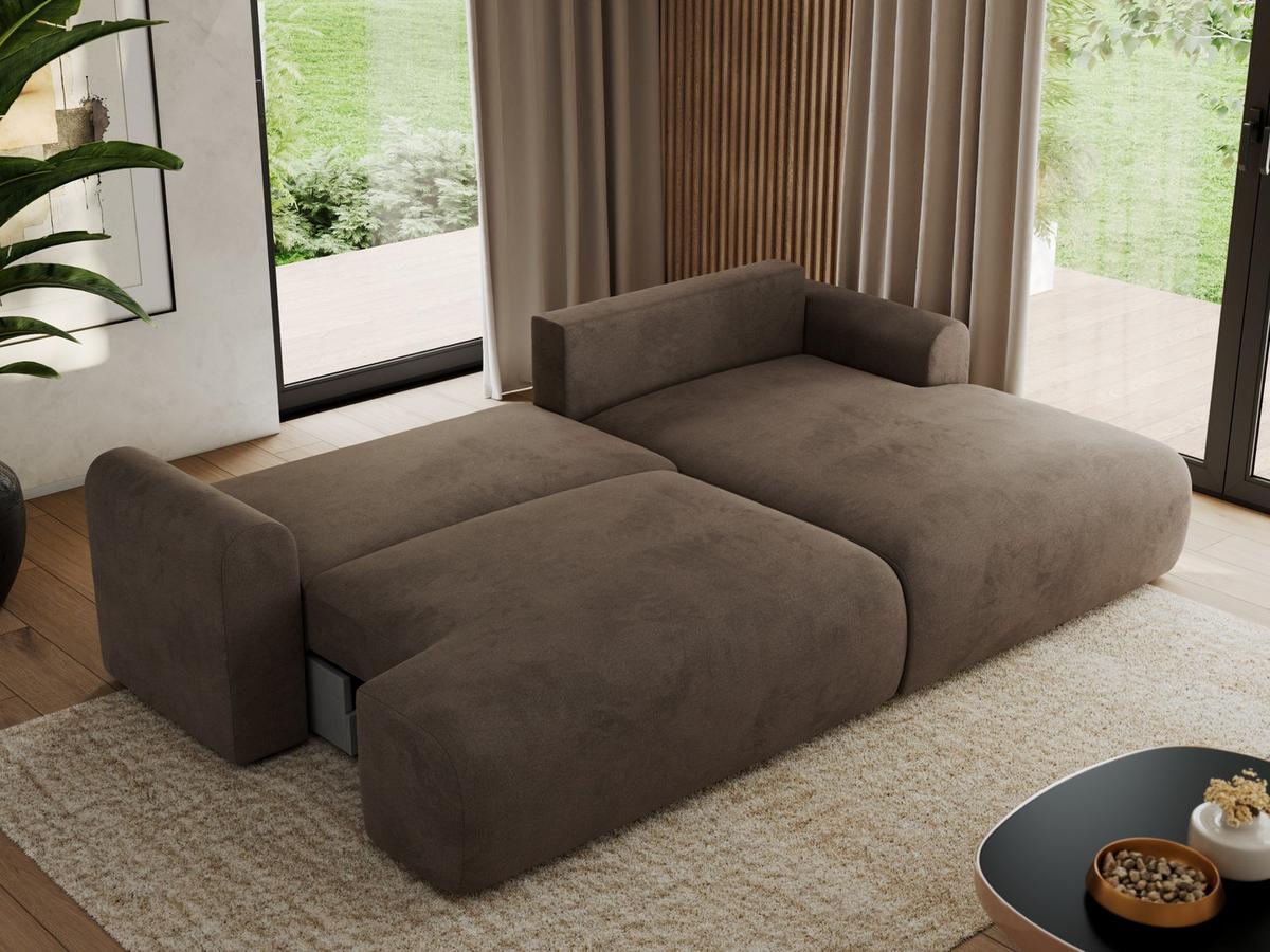 ECKSCHLAFSOFA TONO L Braun Velvet - rechts - Schwarz/Braun, Kunststoff/Textil (150/260cm) - MKS